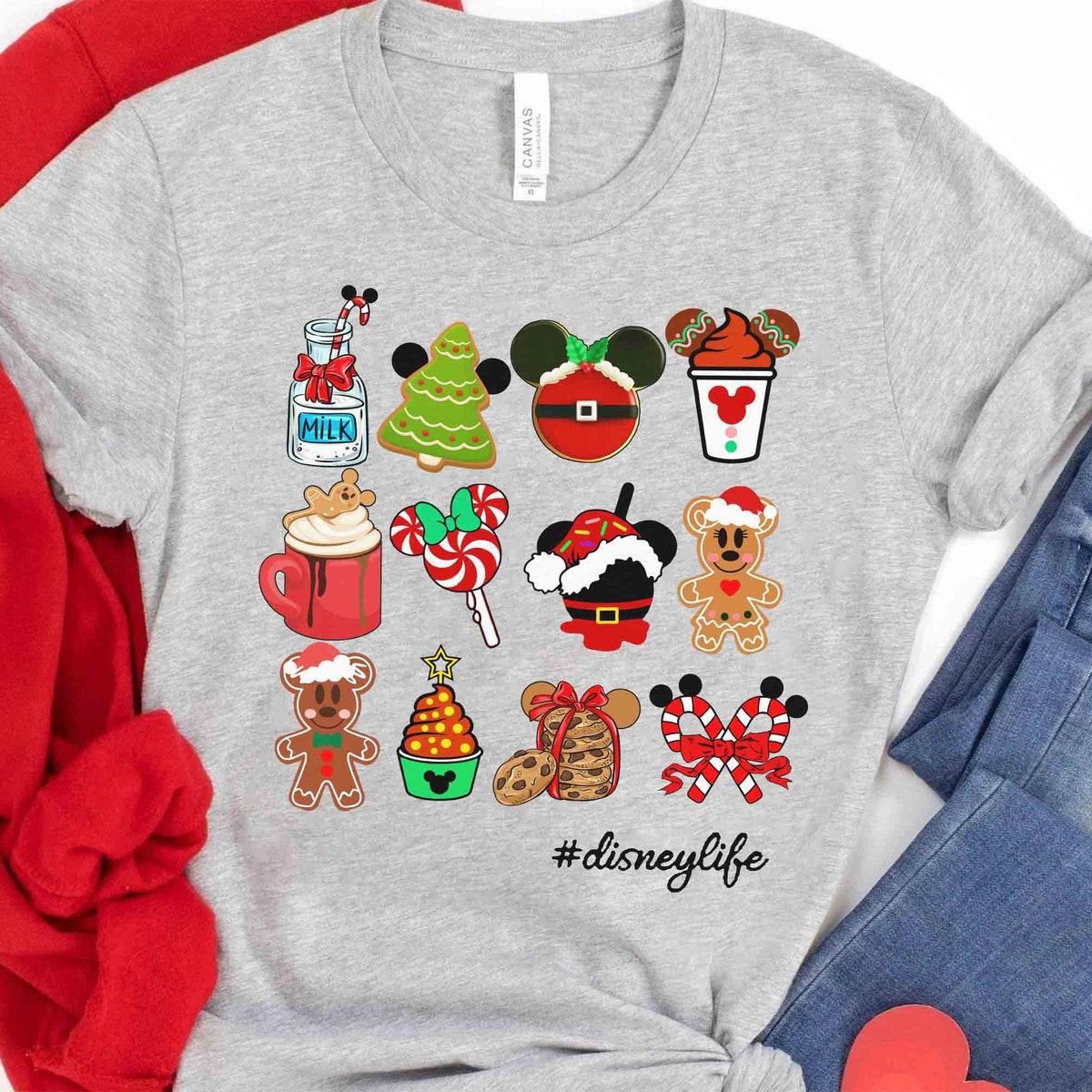 Disney Life Ginger Cookies Snacking Drinking Christmas Shirt 3