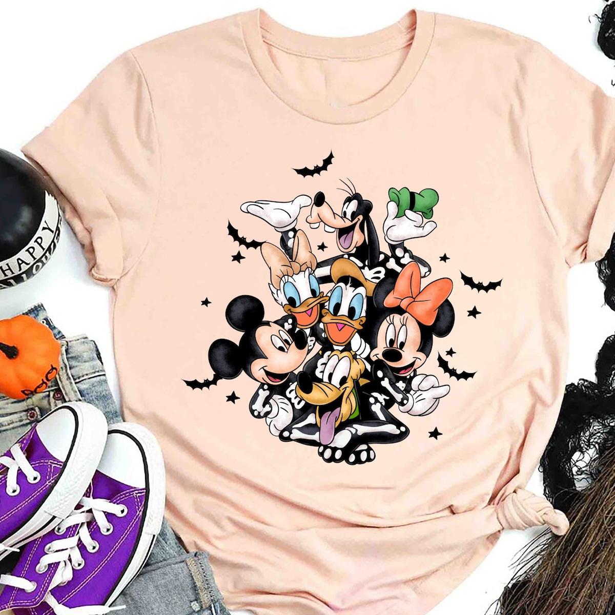 Disney Mickey And Co Skeleton Halloween Matching Shirt 1