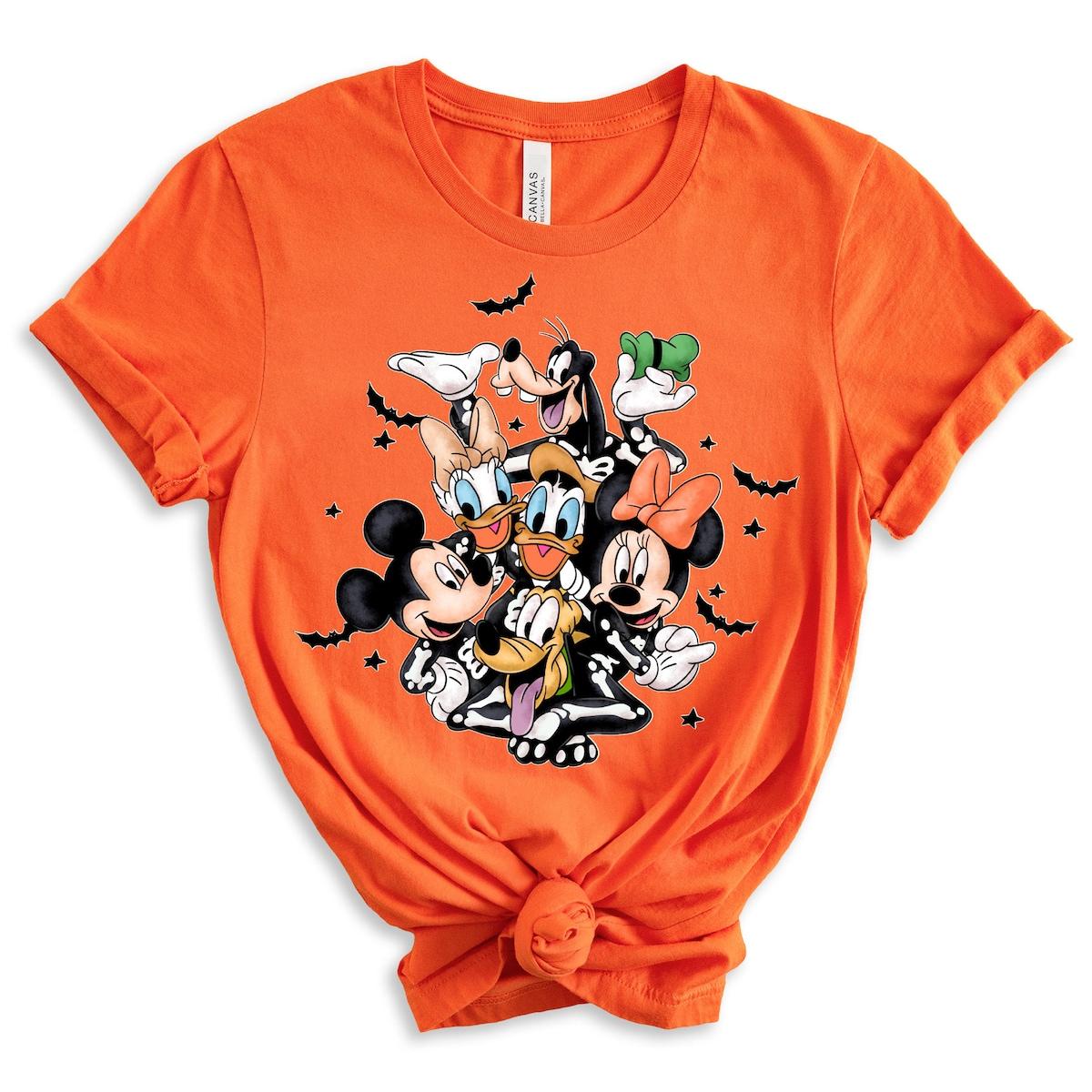 Disney Mickey And Co Skeleton Halloween Matching Shirt 3