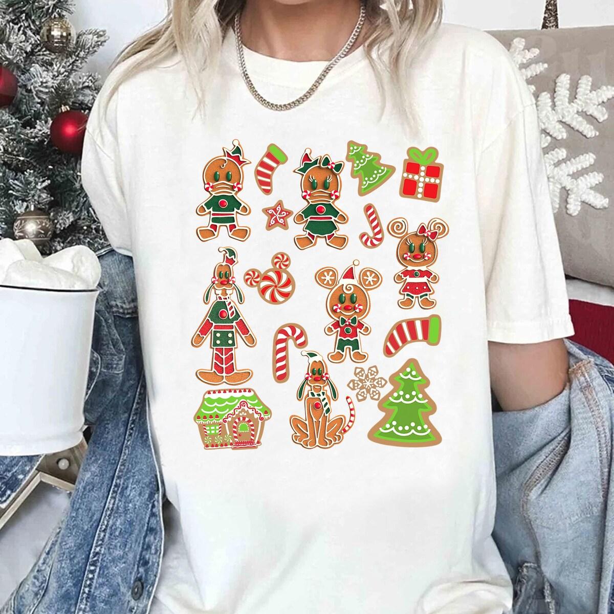 Disney Mickey And Friends Group Christmas Gingerbread Cookies Shirt 1