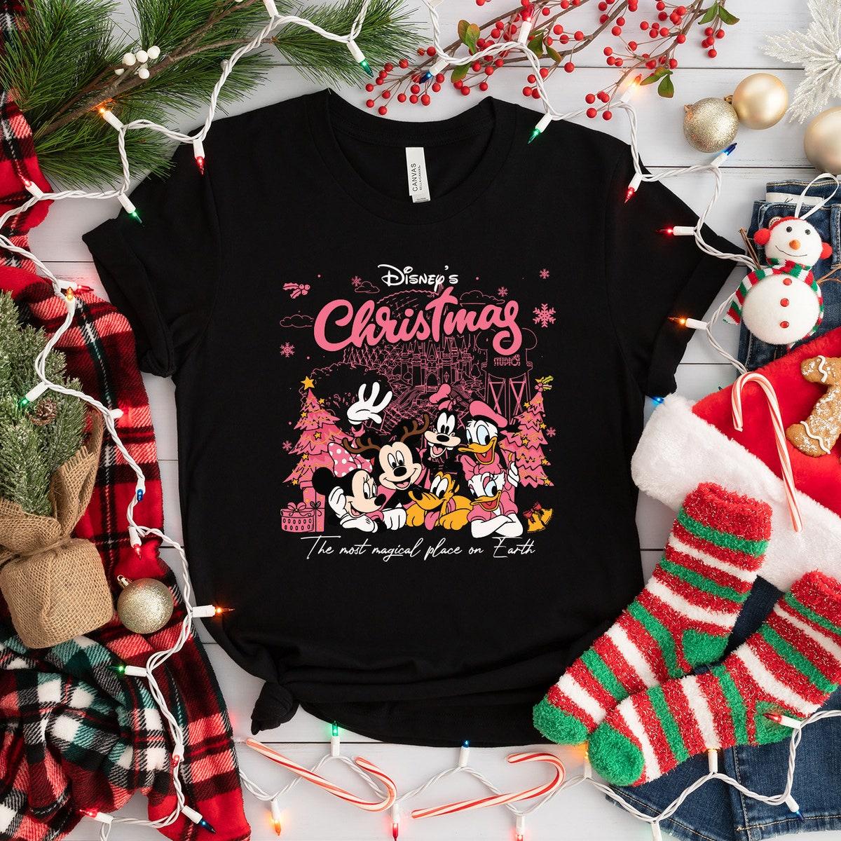 Disney Mickey And Friends Pink Christmas Tree Shirt 2