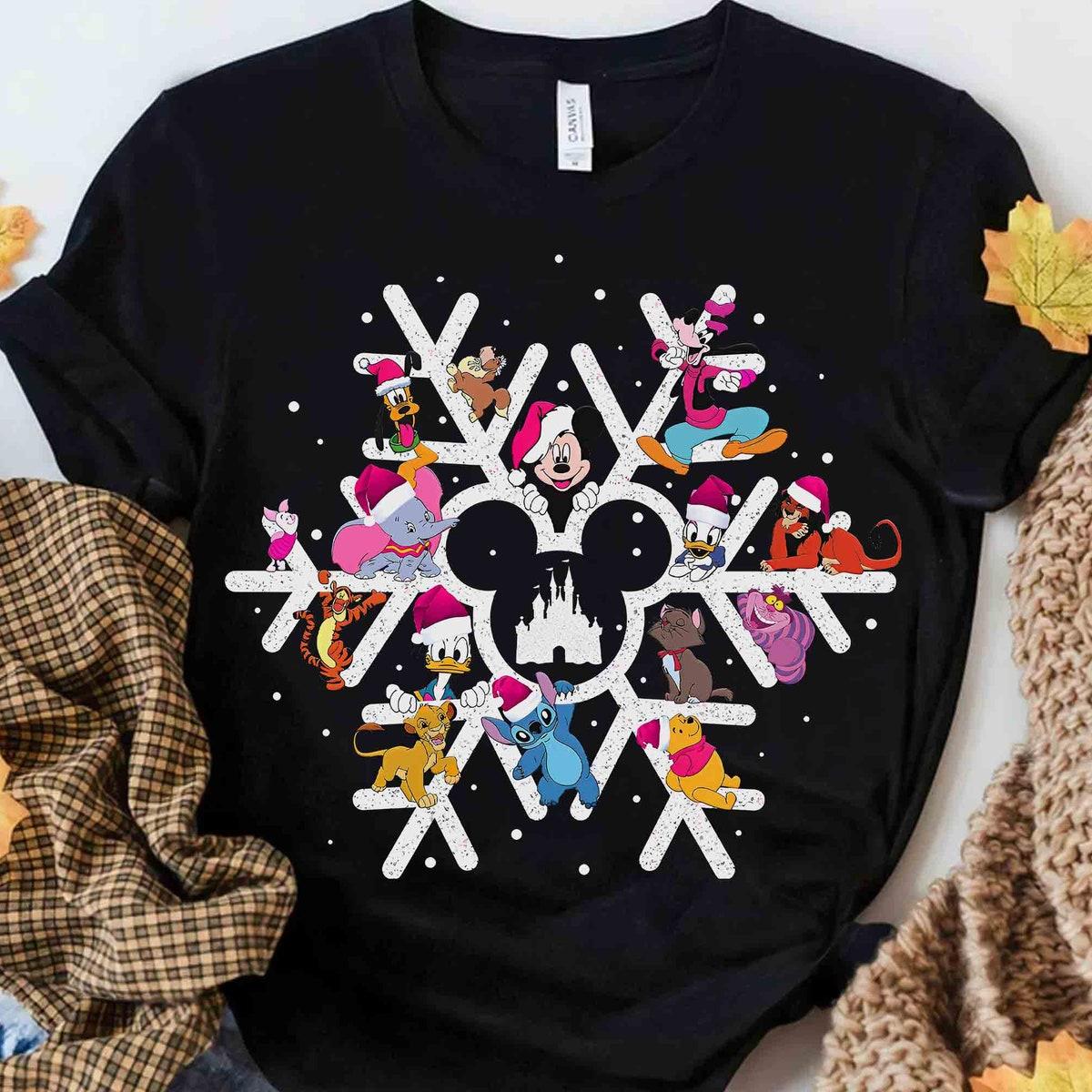 Disney Mickey And Friends Snowflake Christmas Shirt 2