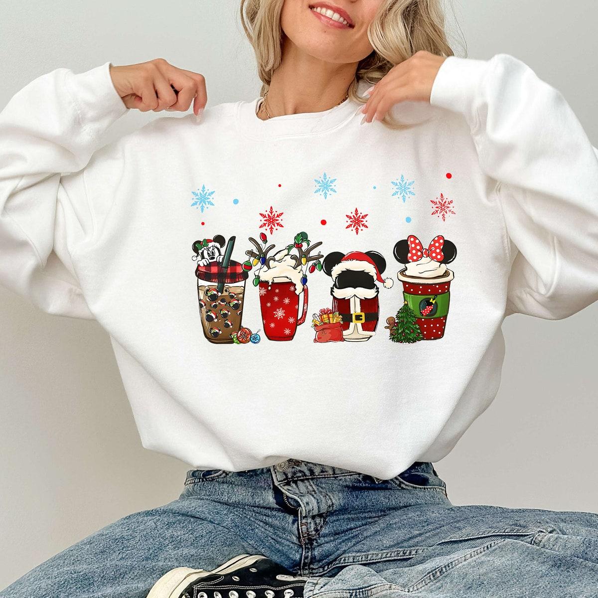 Disney Mickey And Minnie Christmas Coffee Drink Cup Shirt 3