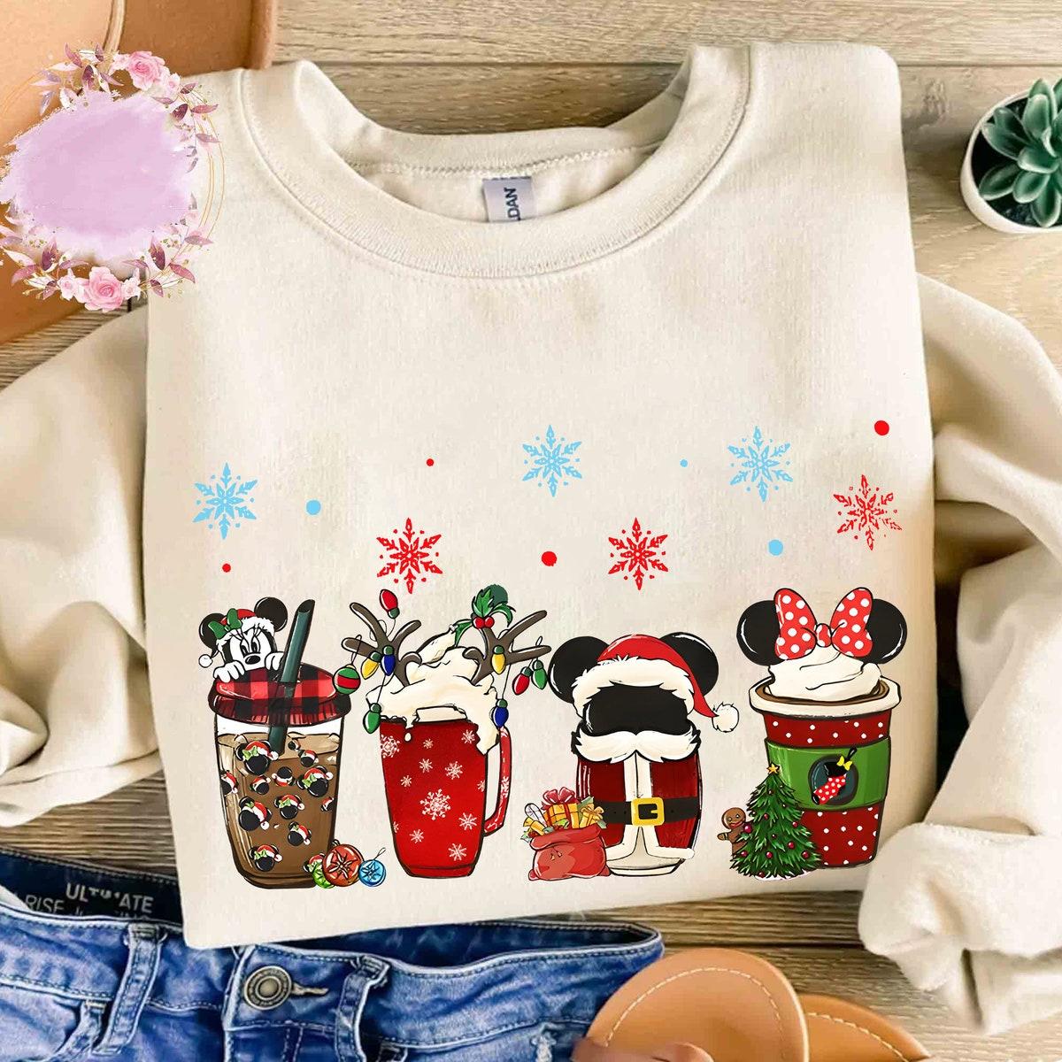 Disney Mickey And Minnie Christmas Coffee Drink Cup Shirt 4