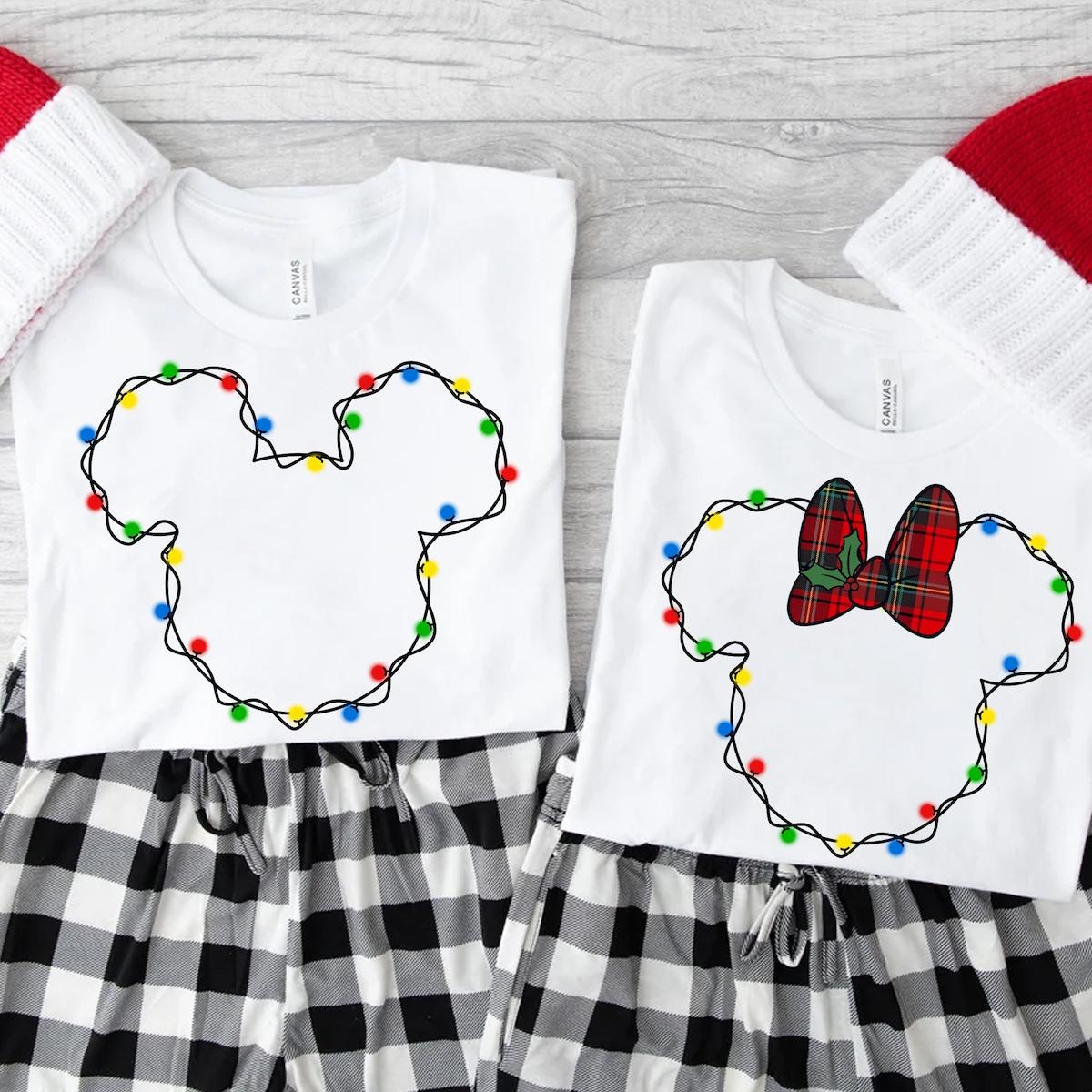 Disney Mickey And Minnie Christmas Lights Disney Couple Shirt 1