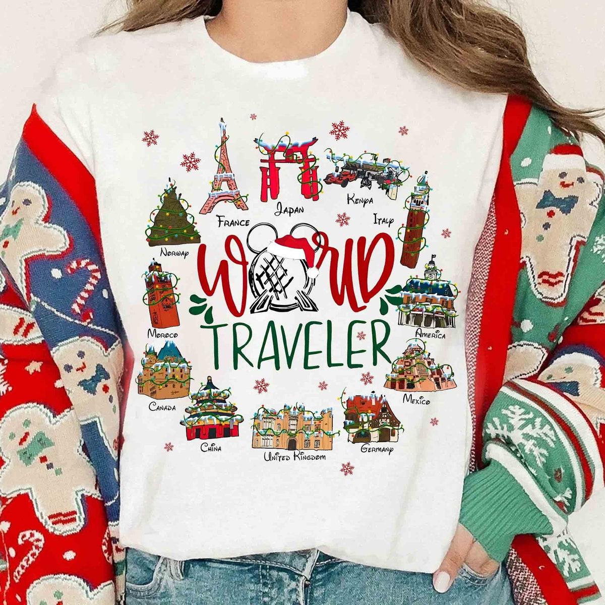 Disney Mickey Epcot Center World Traveler Christmas Shirt 1