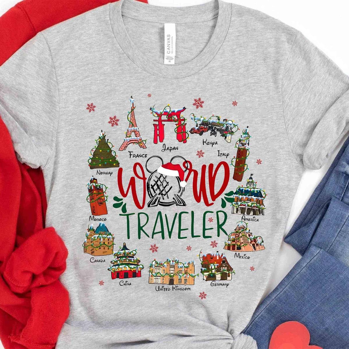 Disney Mickey Epcot Center World Traveler Christmas Shirt 3