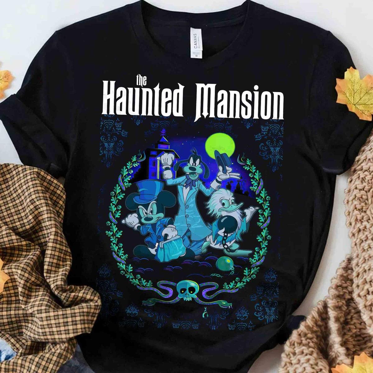 Disney Mickey Goofy Donald Cosplay Hitchhiking Ghost Haunted Mansion Shirt 1