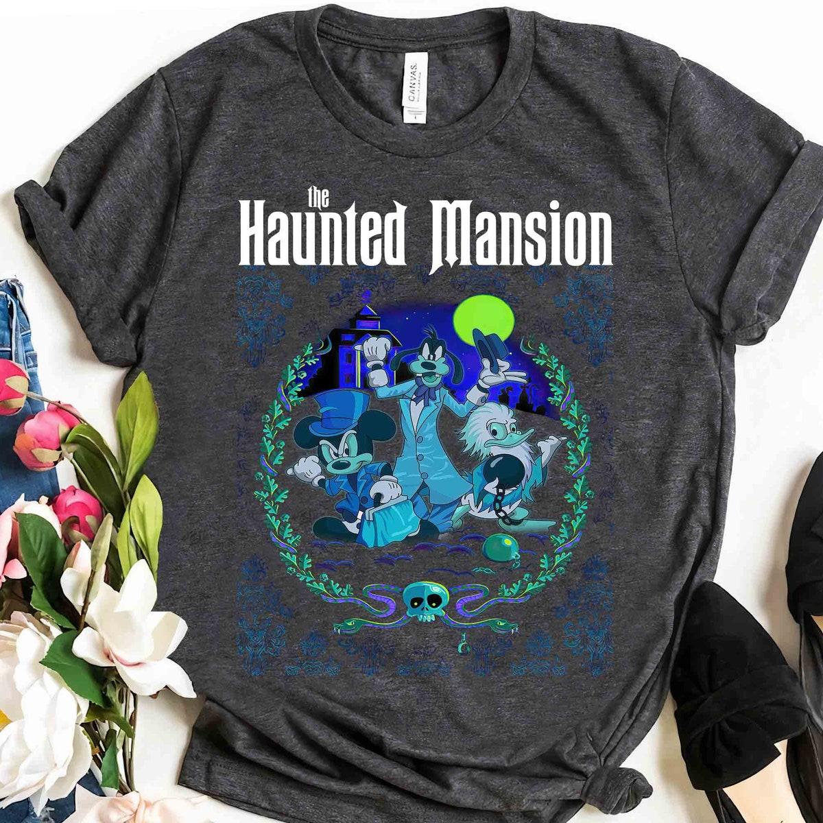 Disney Mickey Goofy Donald Cosplay Hitchhiking Ghost Haunted Mansion Shirt 2