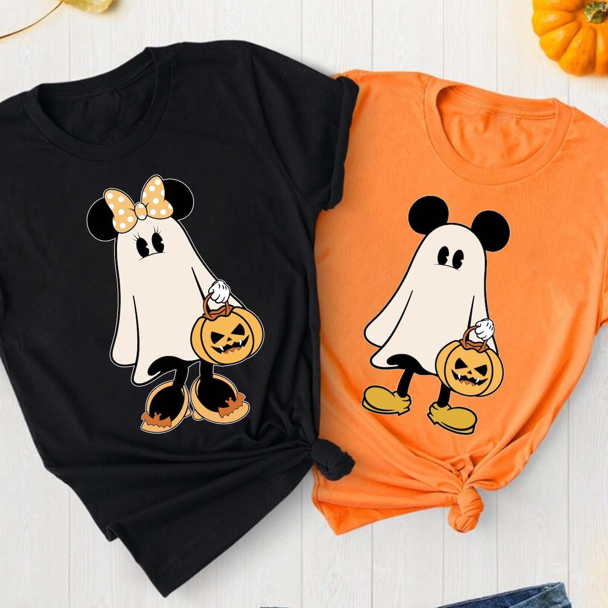 Disney Mickey Minnie Ghost Halloween Couples Matching Shirt 1