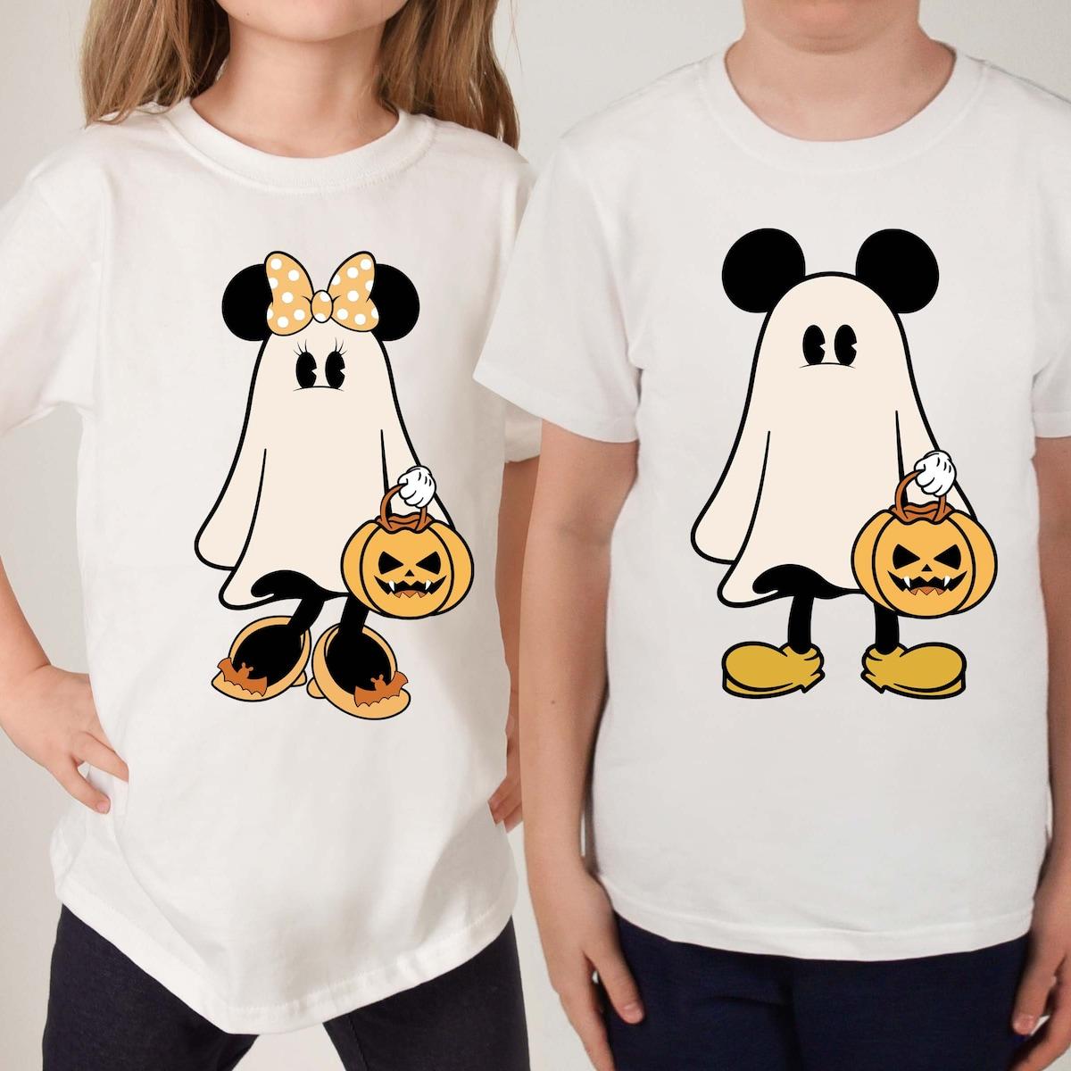 Disney Mickey Minnie Ghost Halloween Couples Matching Shirt 2