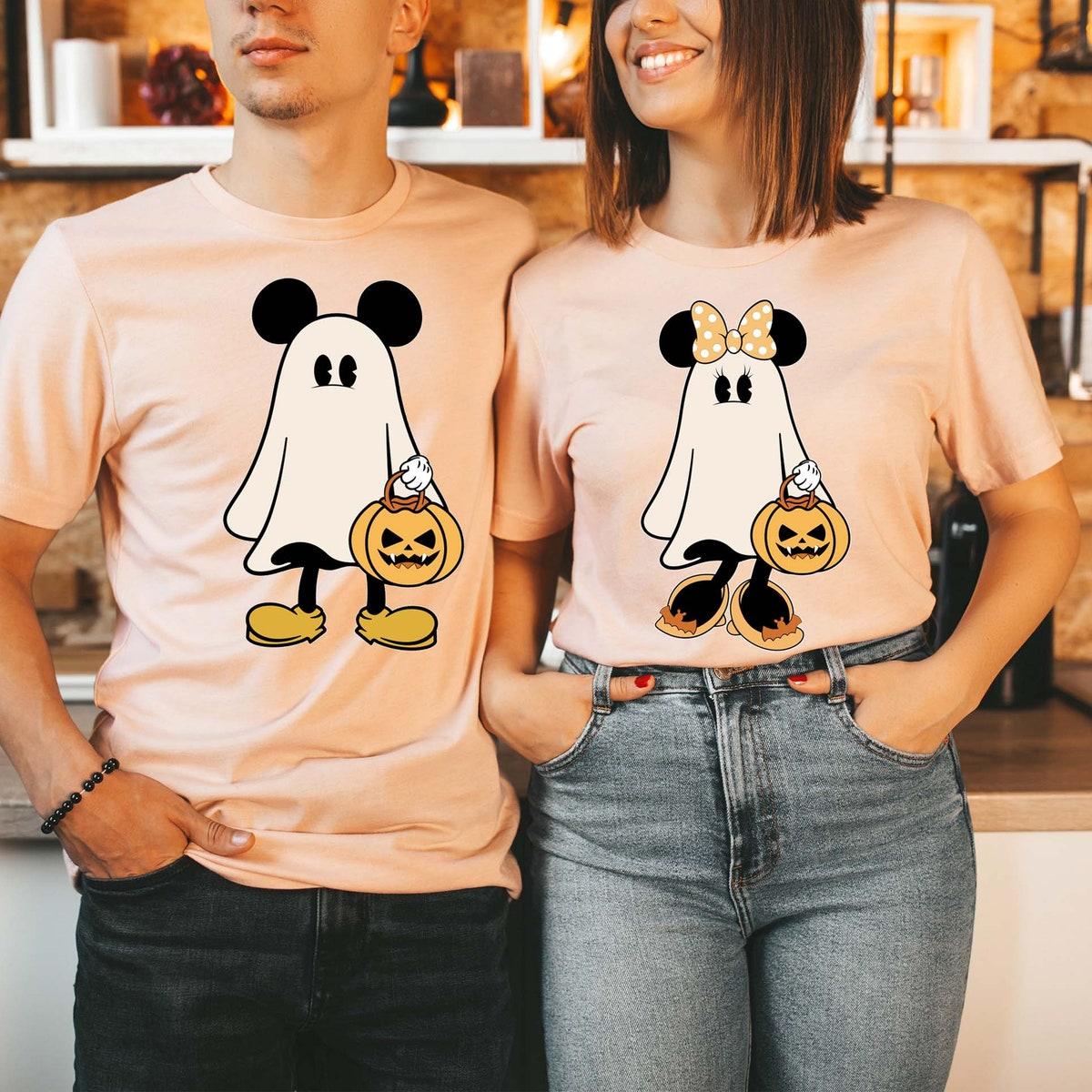 Disney Mickey Minnie Ghost Halloween Couples Matching Shirt 3