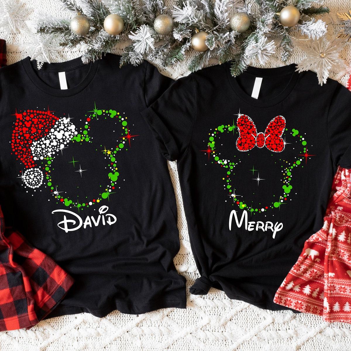 Disney Mickey Minnie Head Christmas Shirt 1