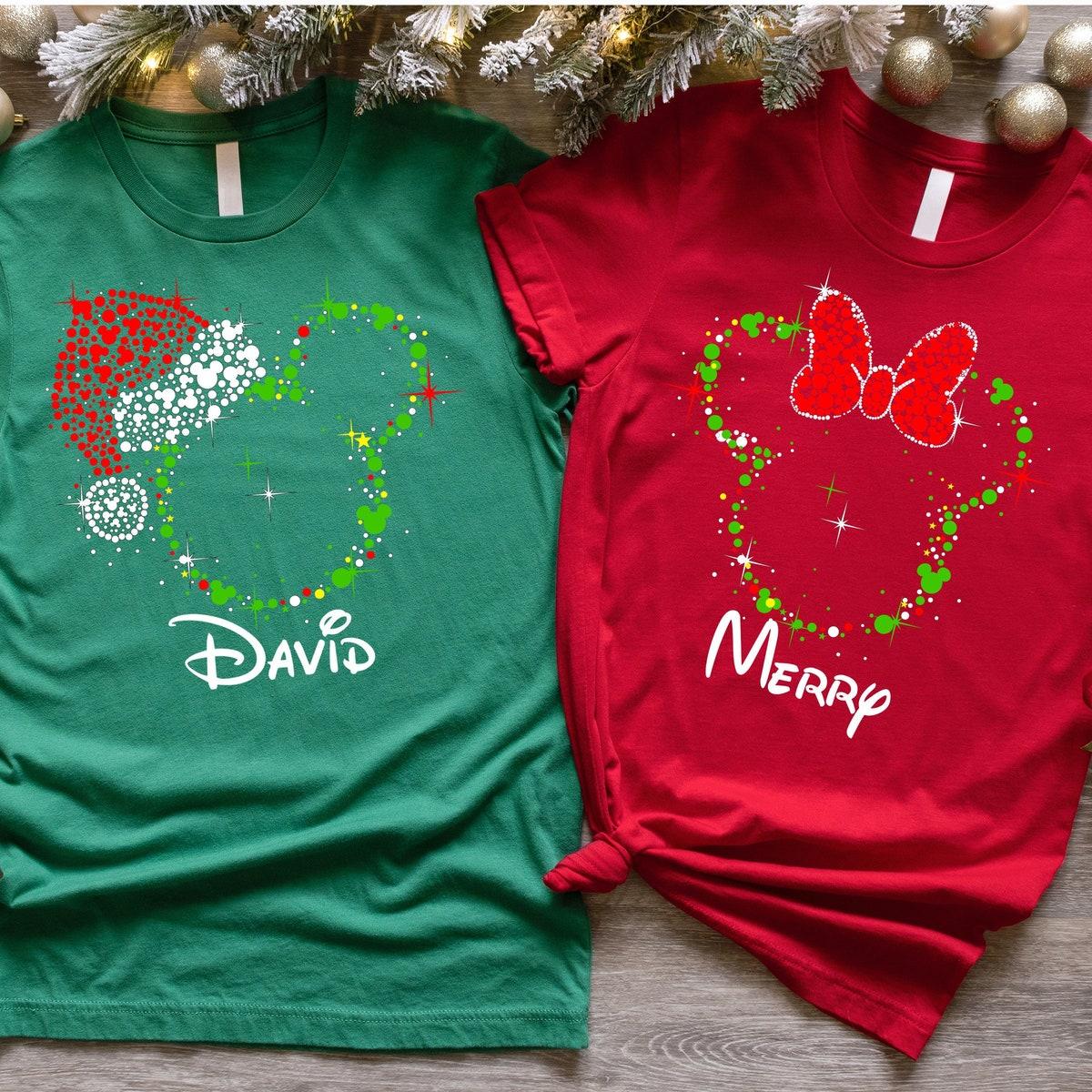 Disney Mickey Minnie Head Christmas Shirt 2