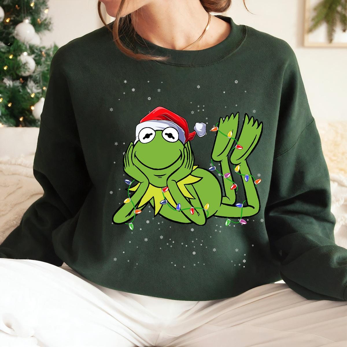 Disney Muppets Holiday The Kermit Frog Christmas Lights Shirt 3