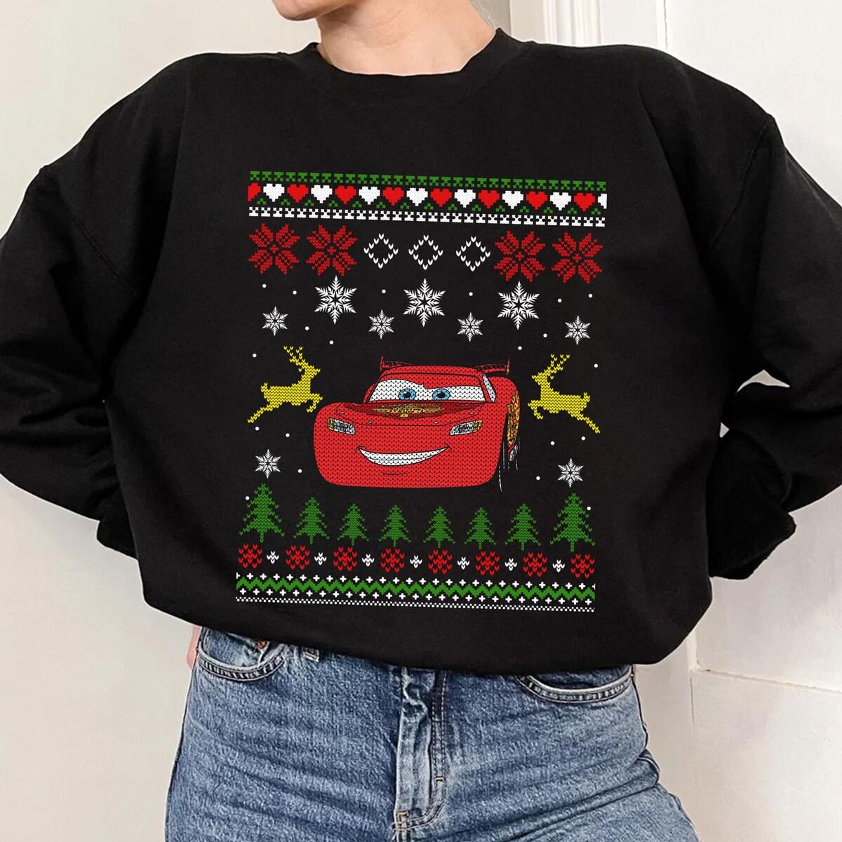 Disney Pixar Cars Lightning Mcqueen Ugly Christmas Shirt 3