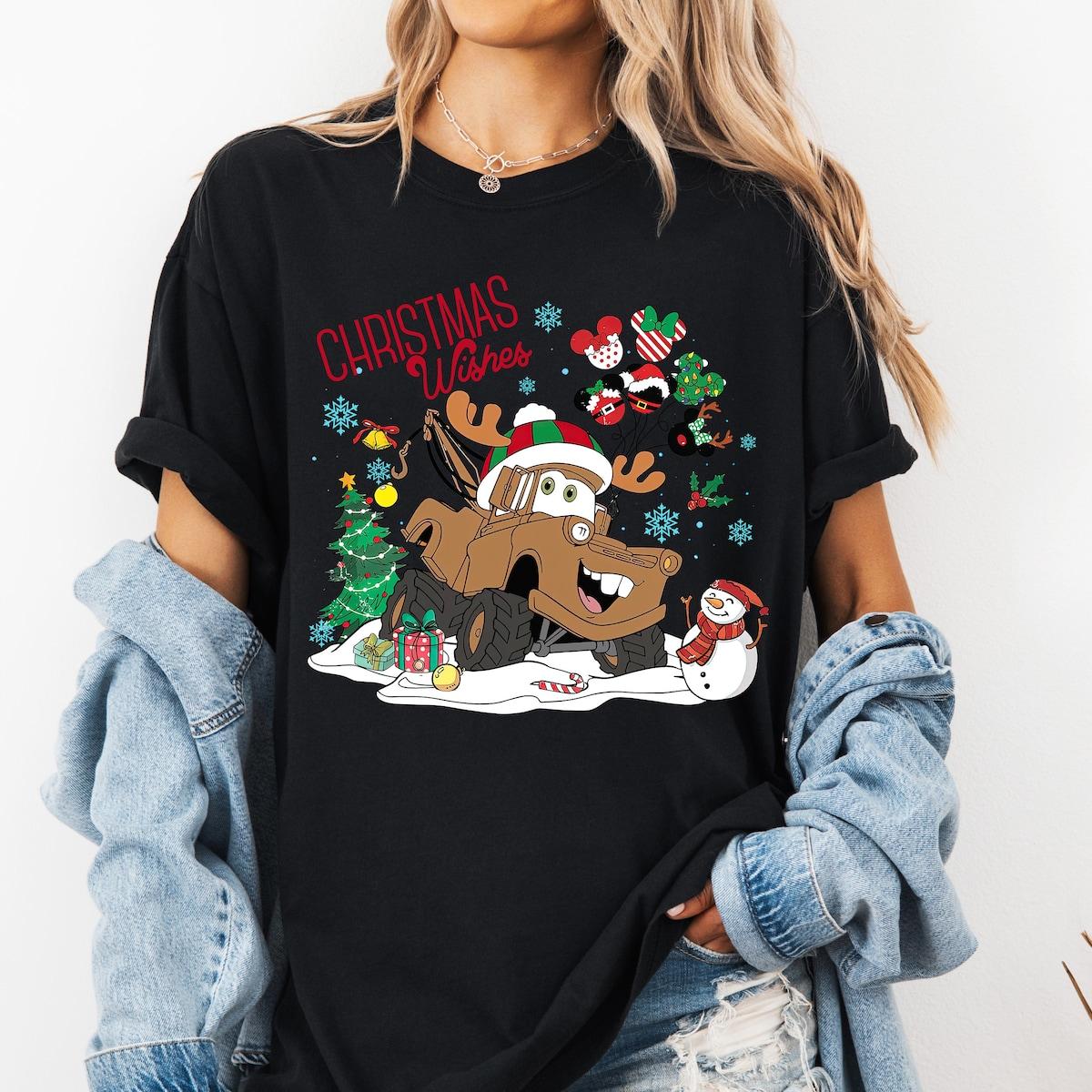 Disney Pixar Cars Tow Mater Vintage Christmas Wishes Shirt 1