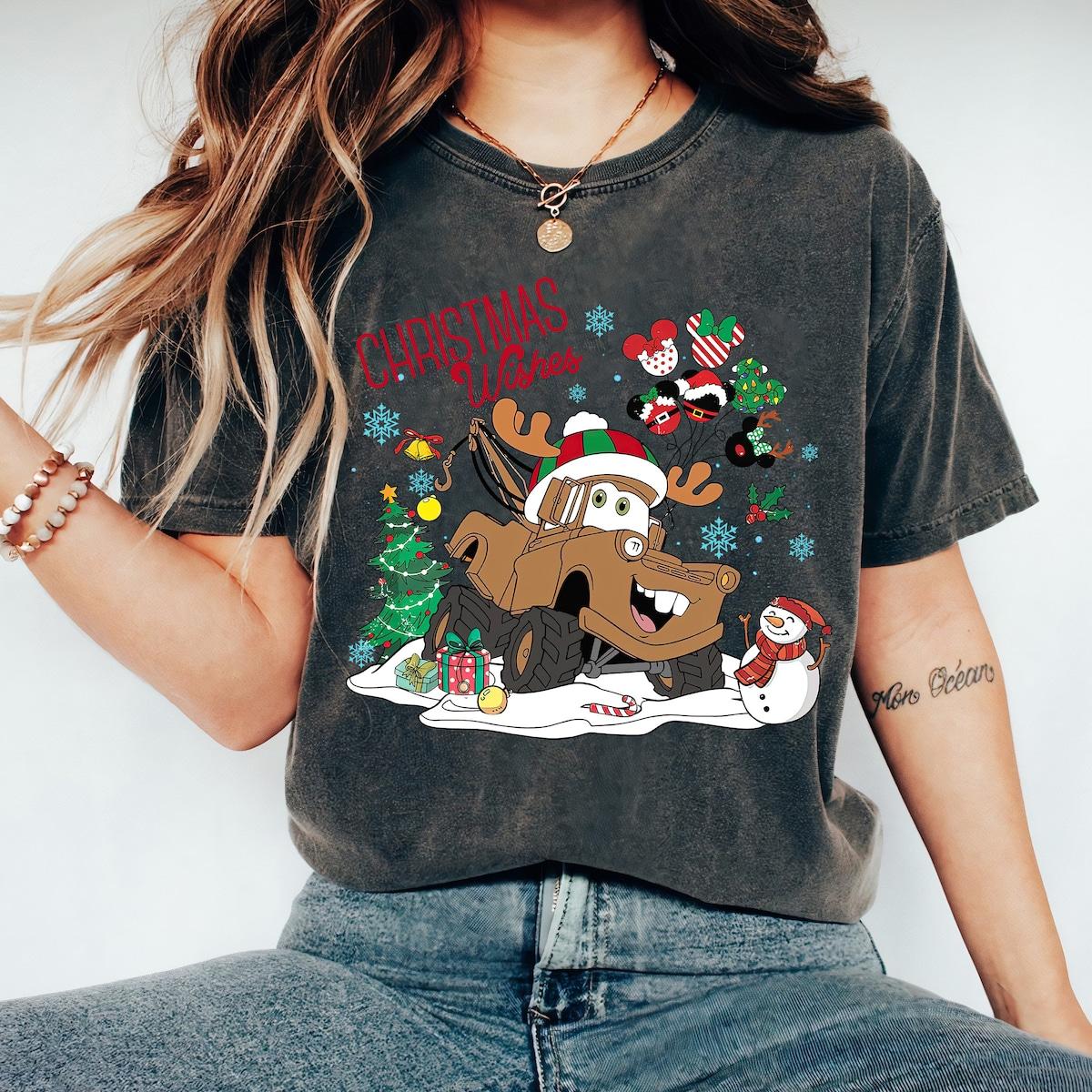 Disney Pixar Cars Tow Mater Vintage Christmas Wishes Shirt 2