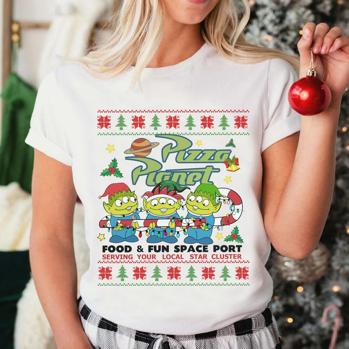 Disney Pizza Planet Aliens Ugly Christmas Shirt 1