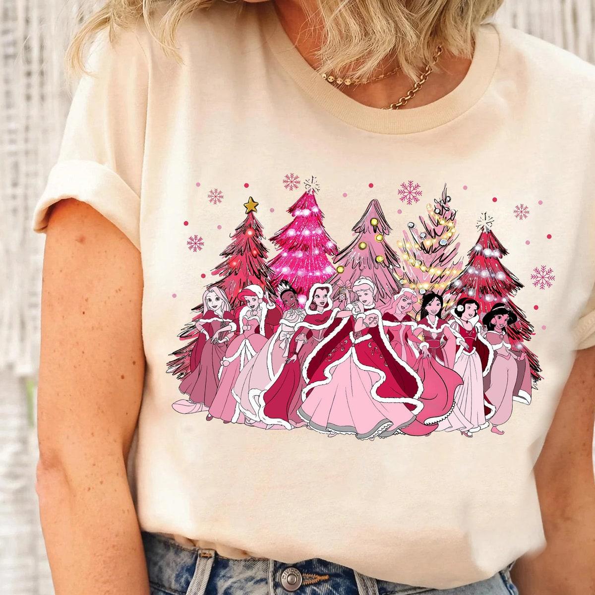 Disney Princess Christmas Pink Tree Shirt 1