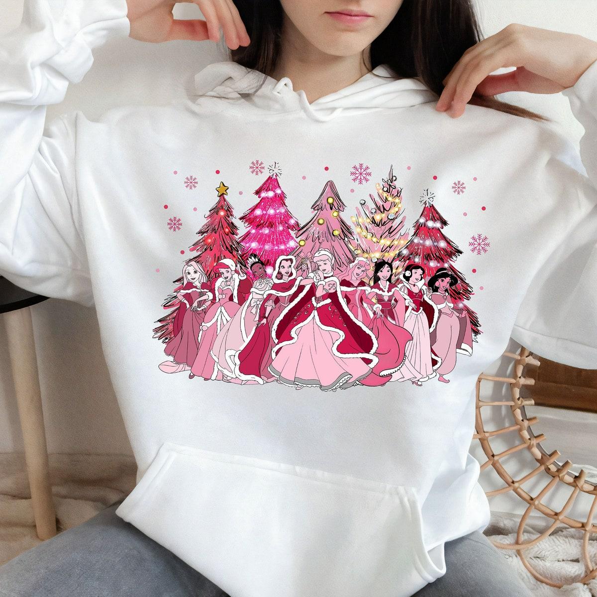 Disney Princess Christmas Pink Tree Shirt 2