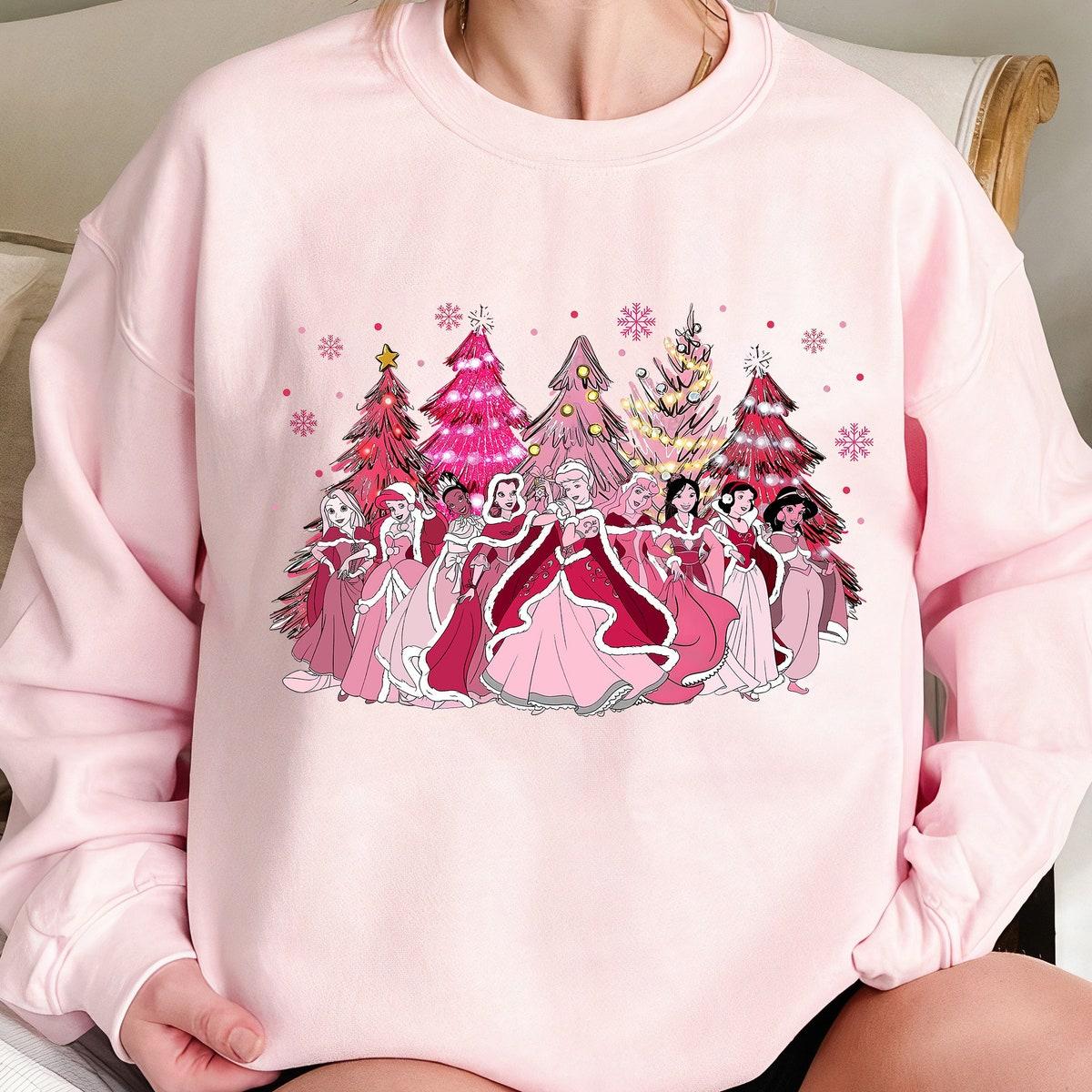 Disney Princess Christmas Pink Tree Shirt 3