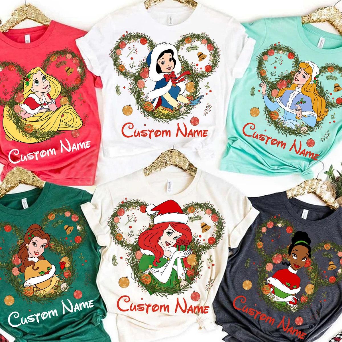 Disney Princess Christmas Wreath Lights Shirt 1