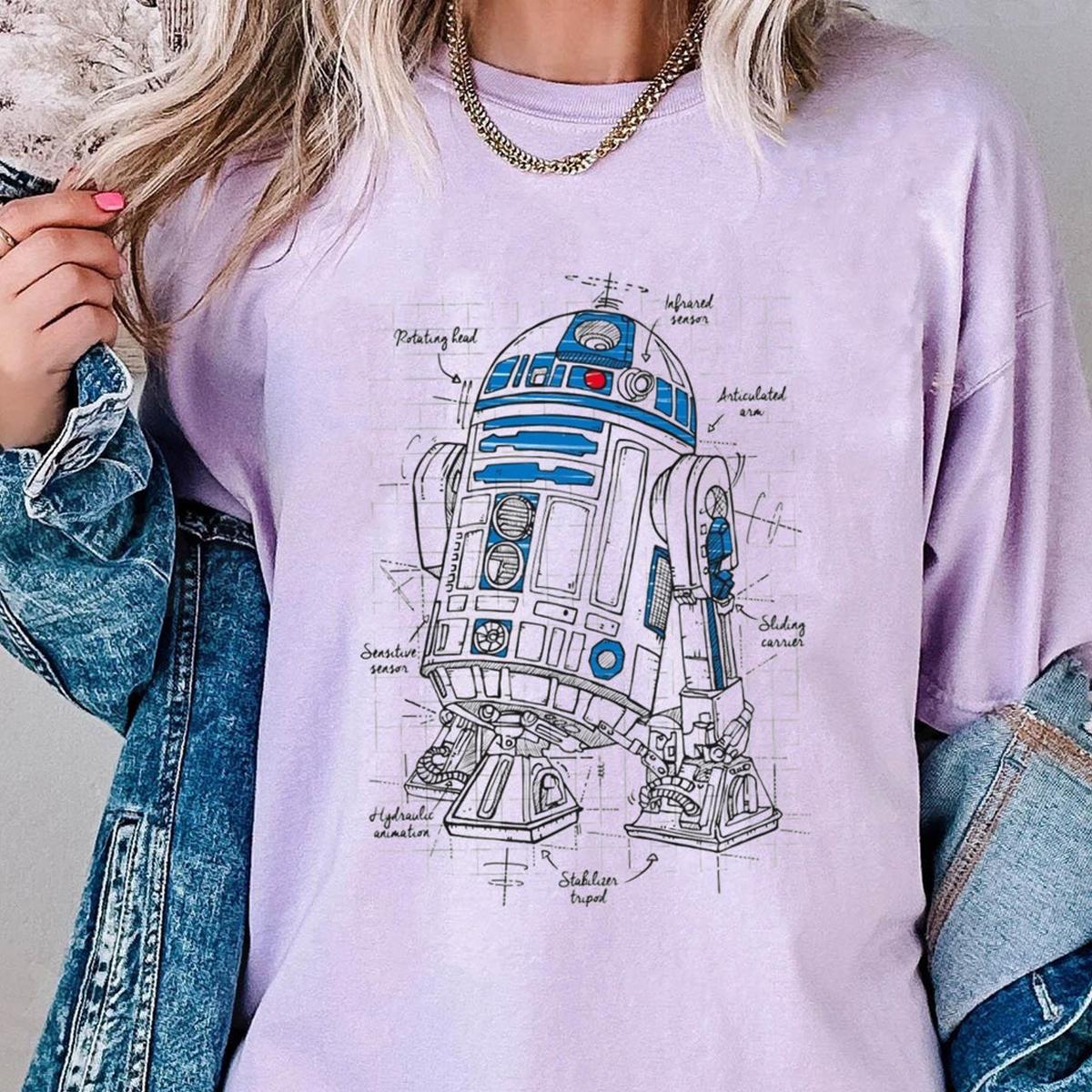 Disney R2 d2 Astromech Droid Schematic Star Wars Shirt 6