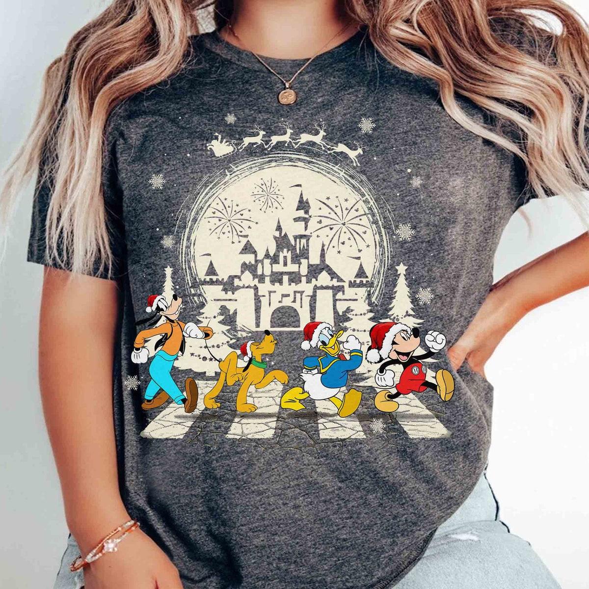 Disney Santa Mickey And Friends Abbey Road Walking Christmas Shirt 1