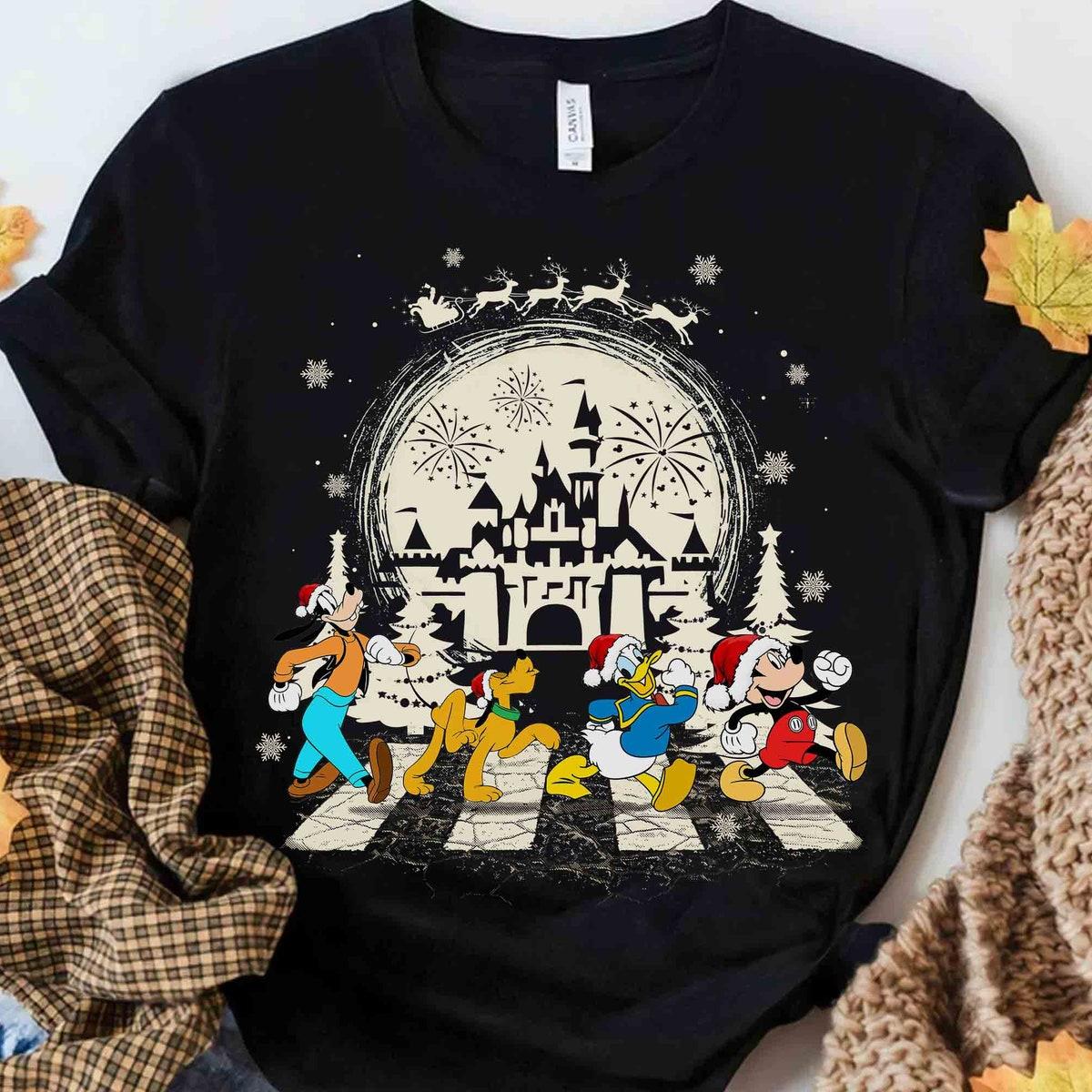 Disney Santa Mickey And Friends Abbey Road Walking Christmas Shirt 2