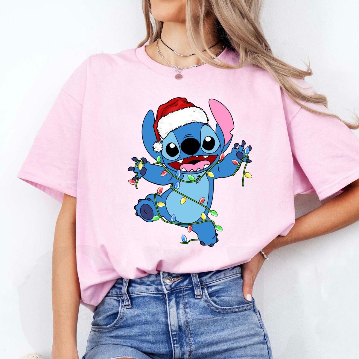 Disney Santa Stitch Christmas Lights Shirt 2