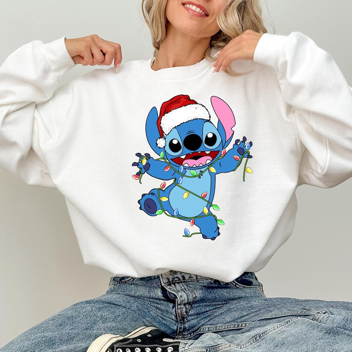 Disney Santa Stitch Christmas Lights Shirt 3