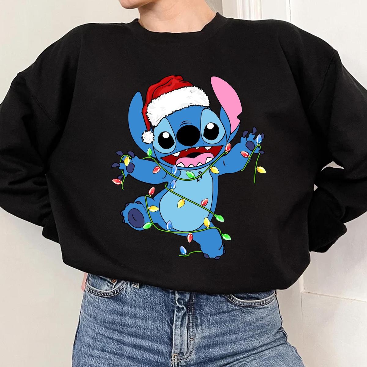 Disney Santa Stitch Christmas Lights Shirt 4