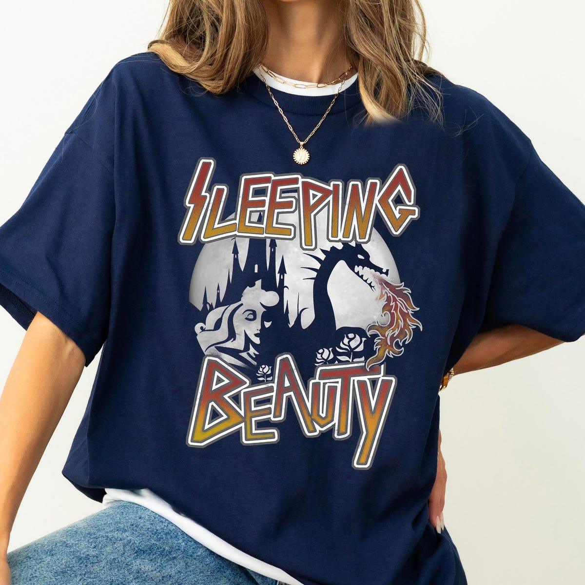 Disney Sleeping Beauty Vintage Rock N Roll Style Poster Shirt 3