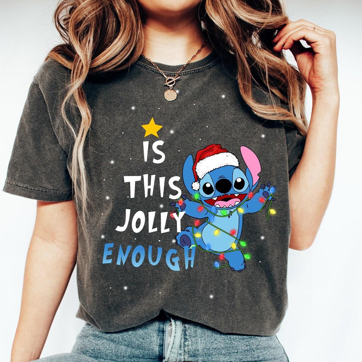 Disney Stitch Is This Jolly Enough Christmas Lights Shirt 2