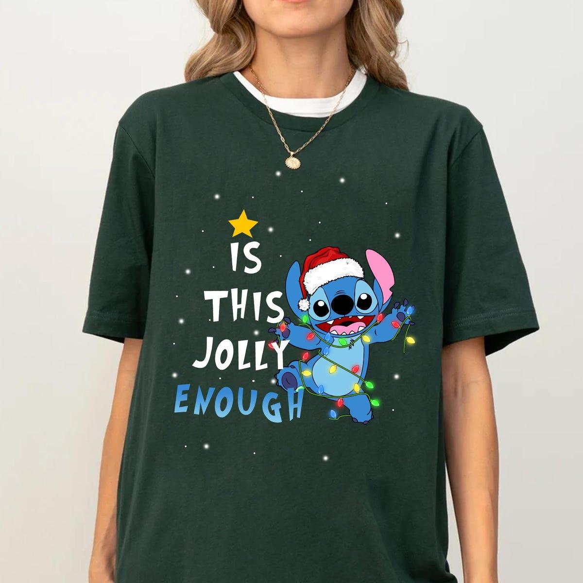 Disney Stitch Is This Jolly Enough Christmas Lights Shirt 3