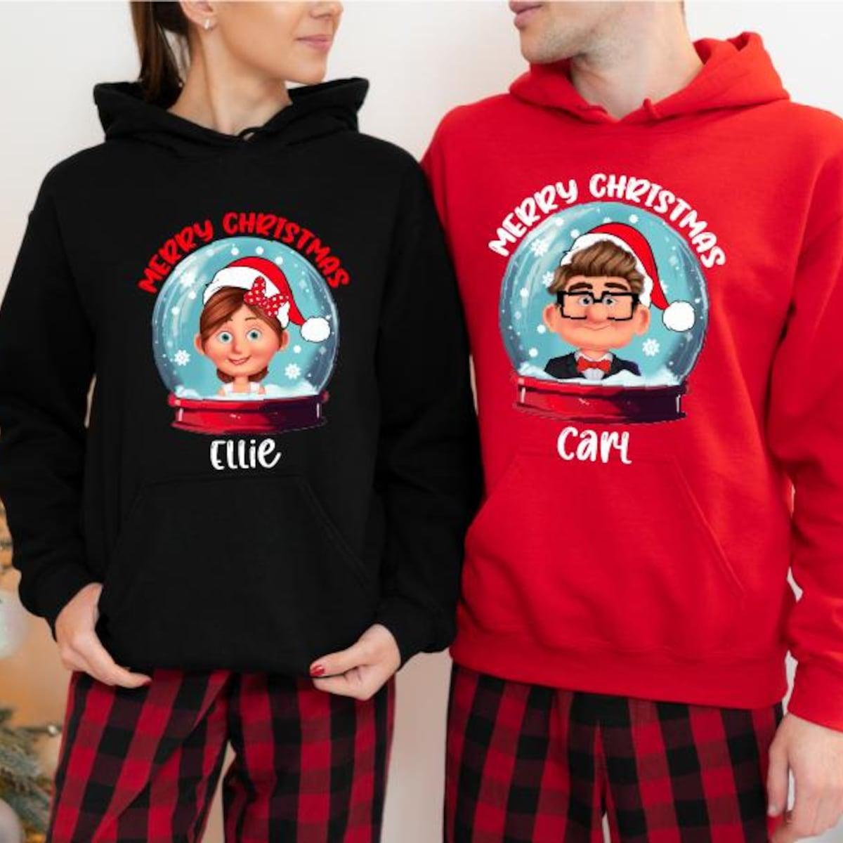 Disney Up Carl And Ellie With Mickey Head Balloons Christmas Shirt 1