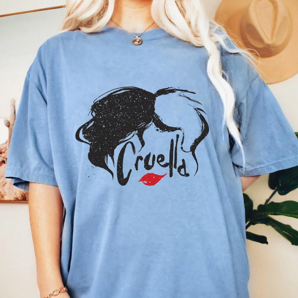 Disney Villains Cruella Hair And Lips Logo Cruella Sketch Shirt 1