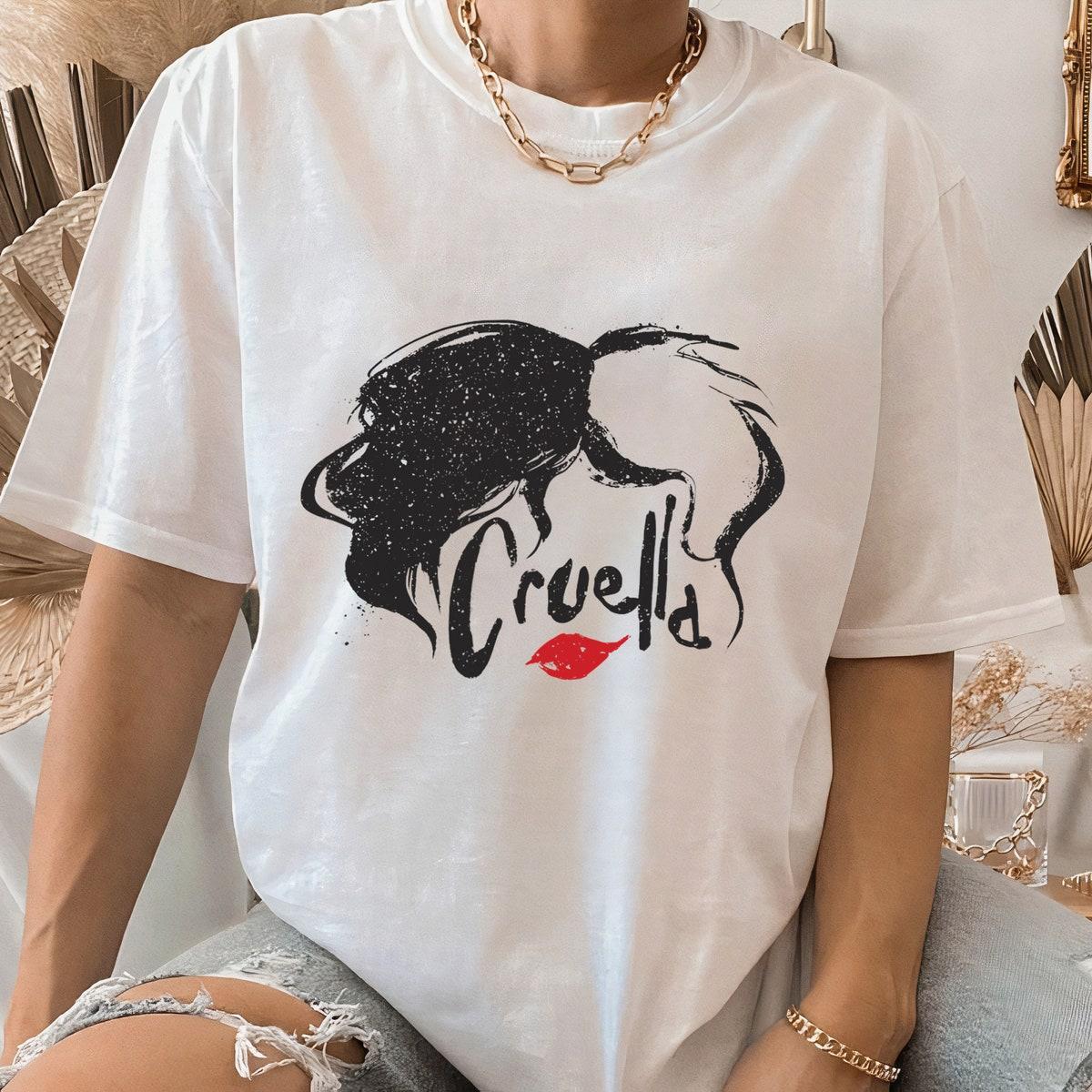 Disney Villains Cruella Hair And Lips Logo Cruella Sketch Shirt 2