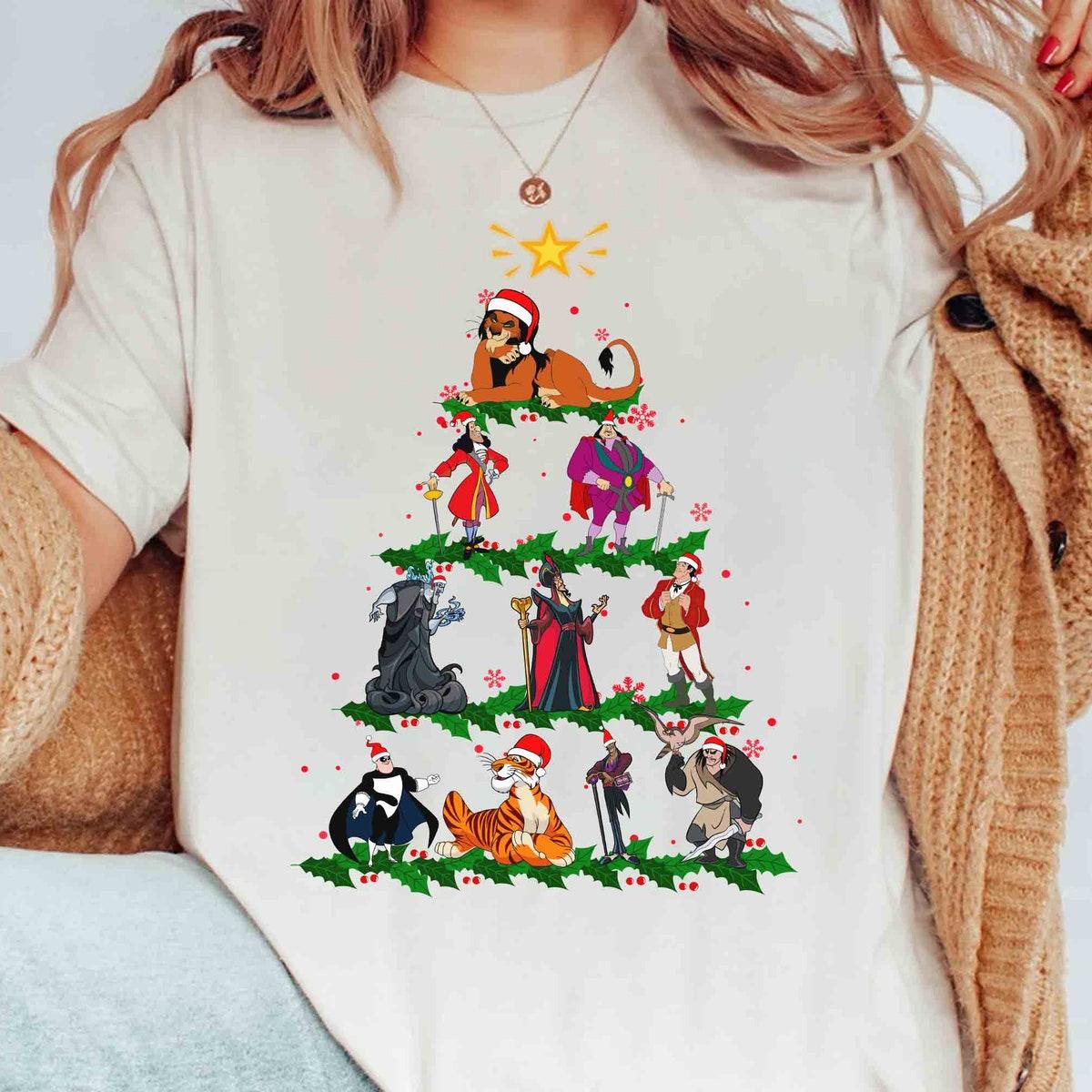 Disney Villains Male Characters Group Christmas Tree Shirt 1