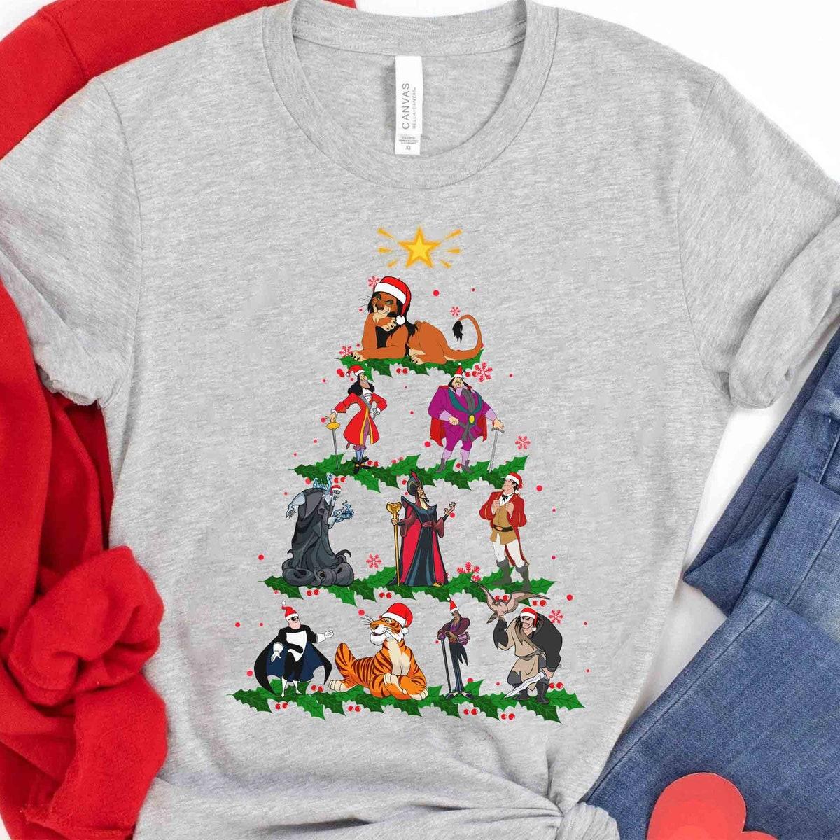 Disney Villains Male Characters Group Christmas Tree Shirt 3