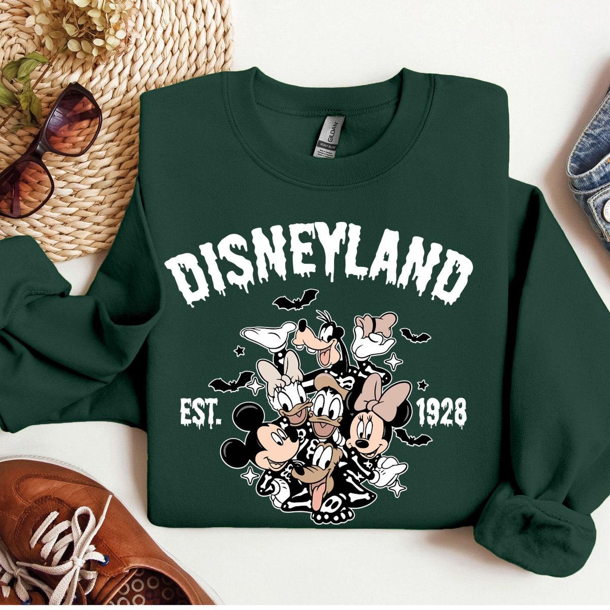 Disneyland Est 1928 Mickey And Friends Halloween Mickey And Co Skeleton Shirt 4