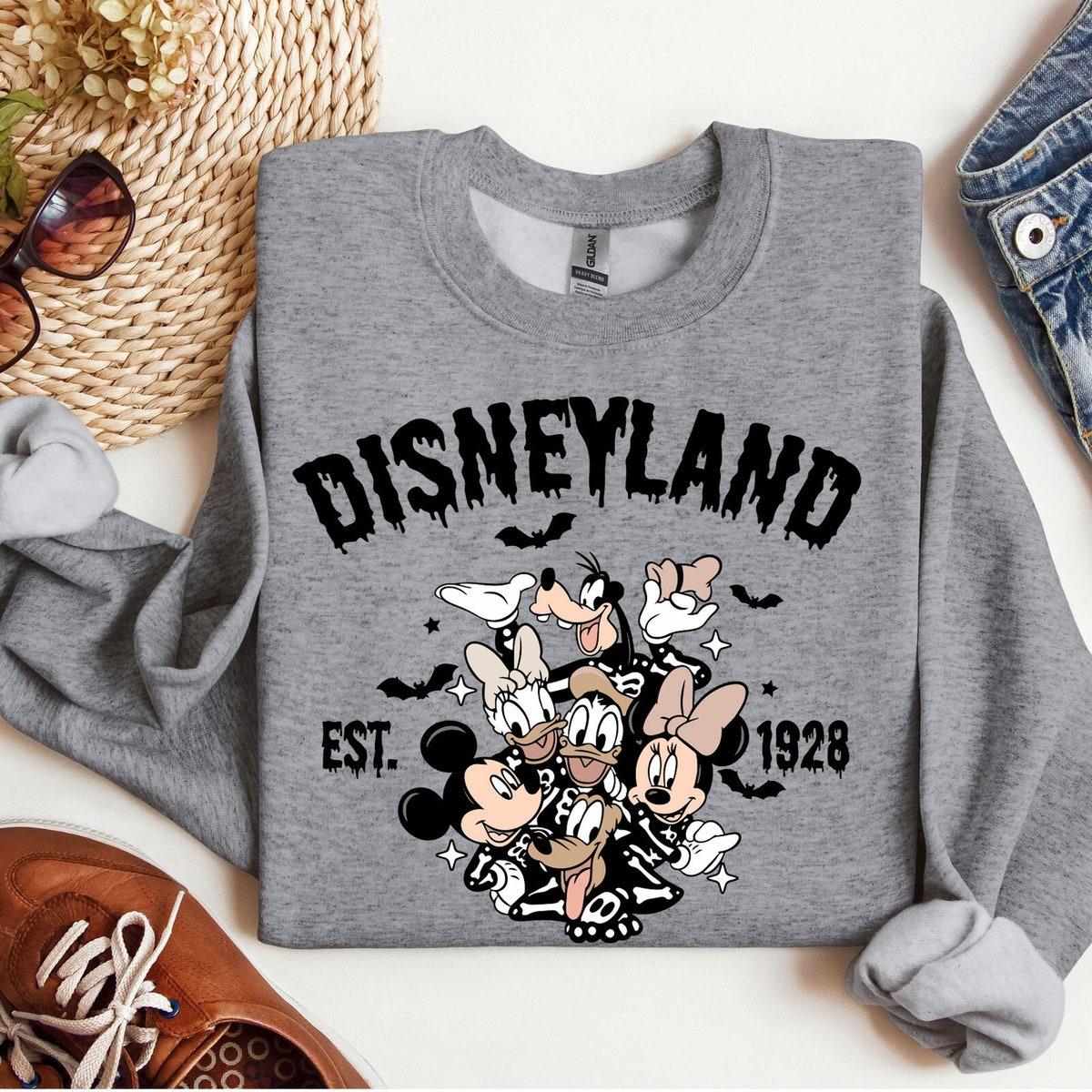 Disneyland Est 1928 Mickey And Friends Halloween Mickey And Co Skeleton Shirt 7