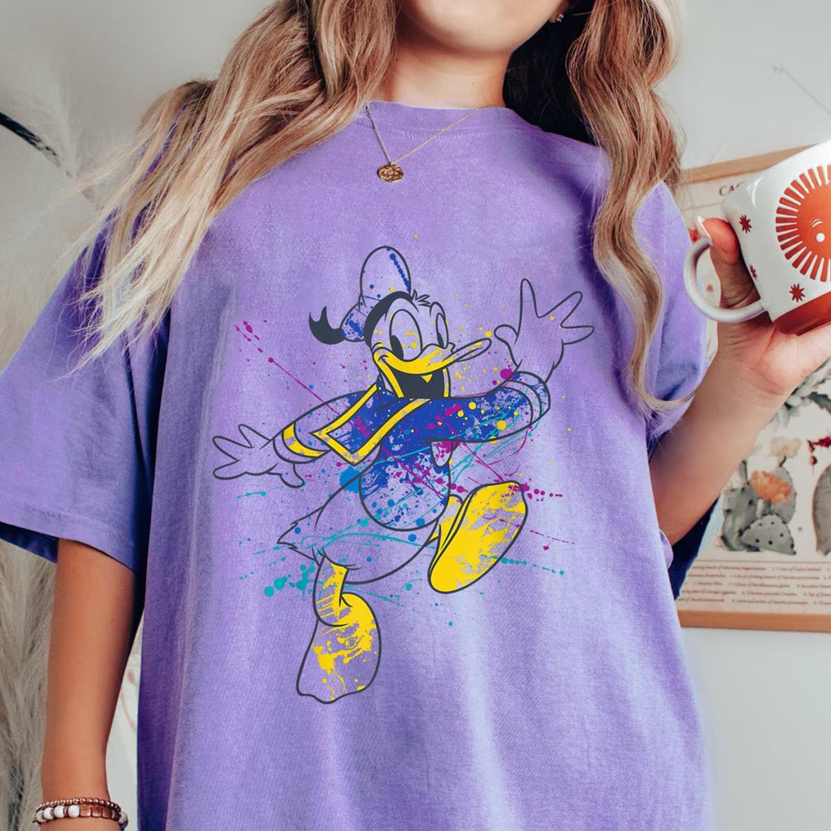 Donald Duck Paint Splatter Mickey And Friends Shirt 3