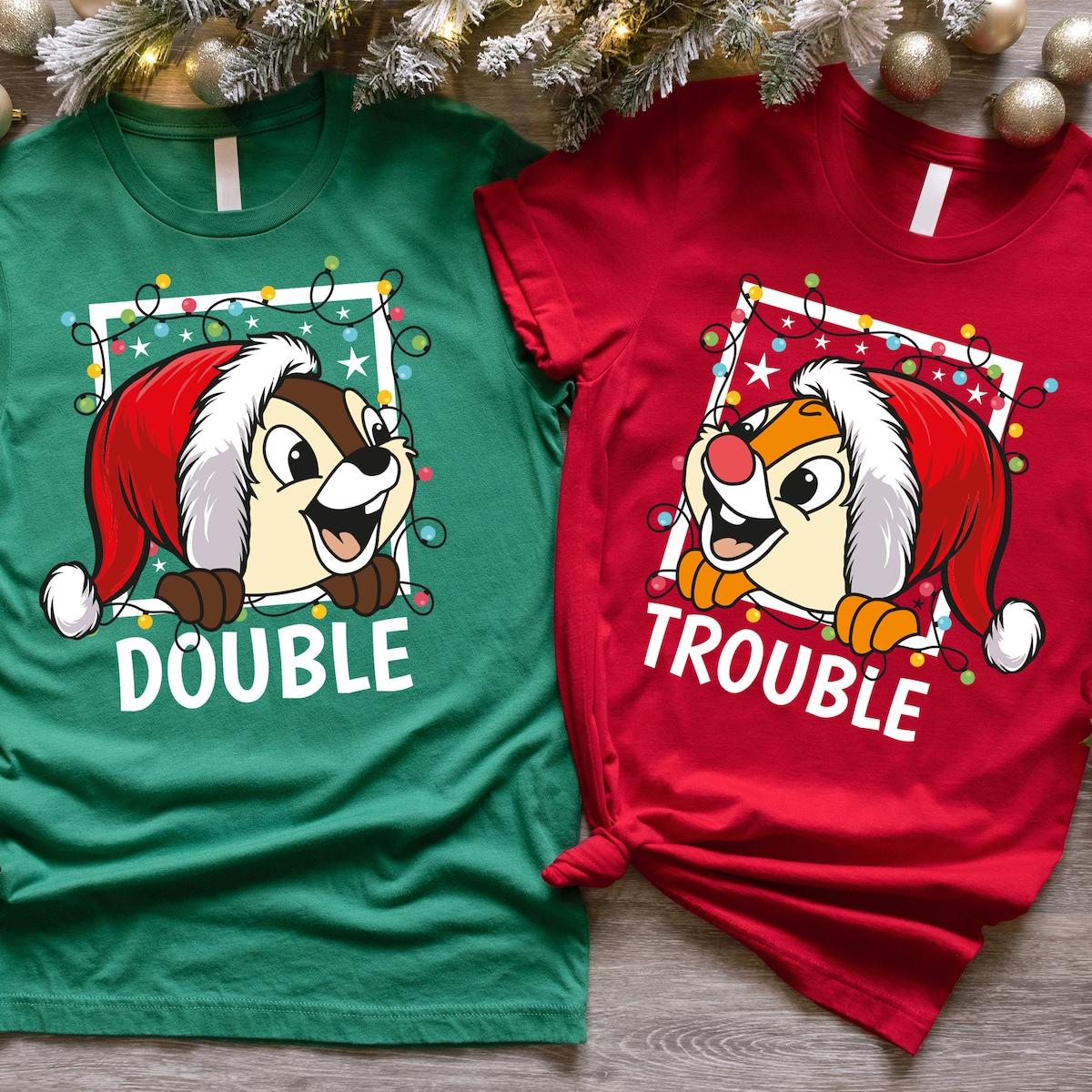 Double Trouble Chip N Dale Christmas Couples Matching Shirt 1