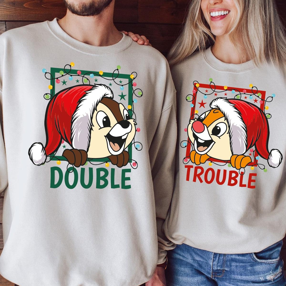 Double Trouble Chip N Dale Christmas Couples Matching Shirt 2