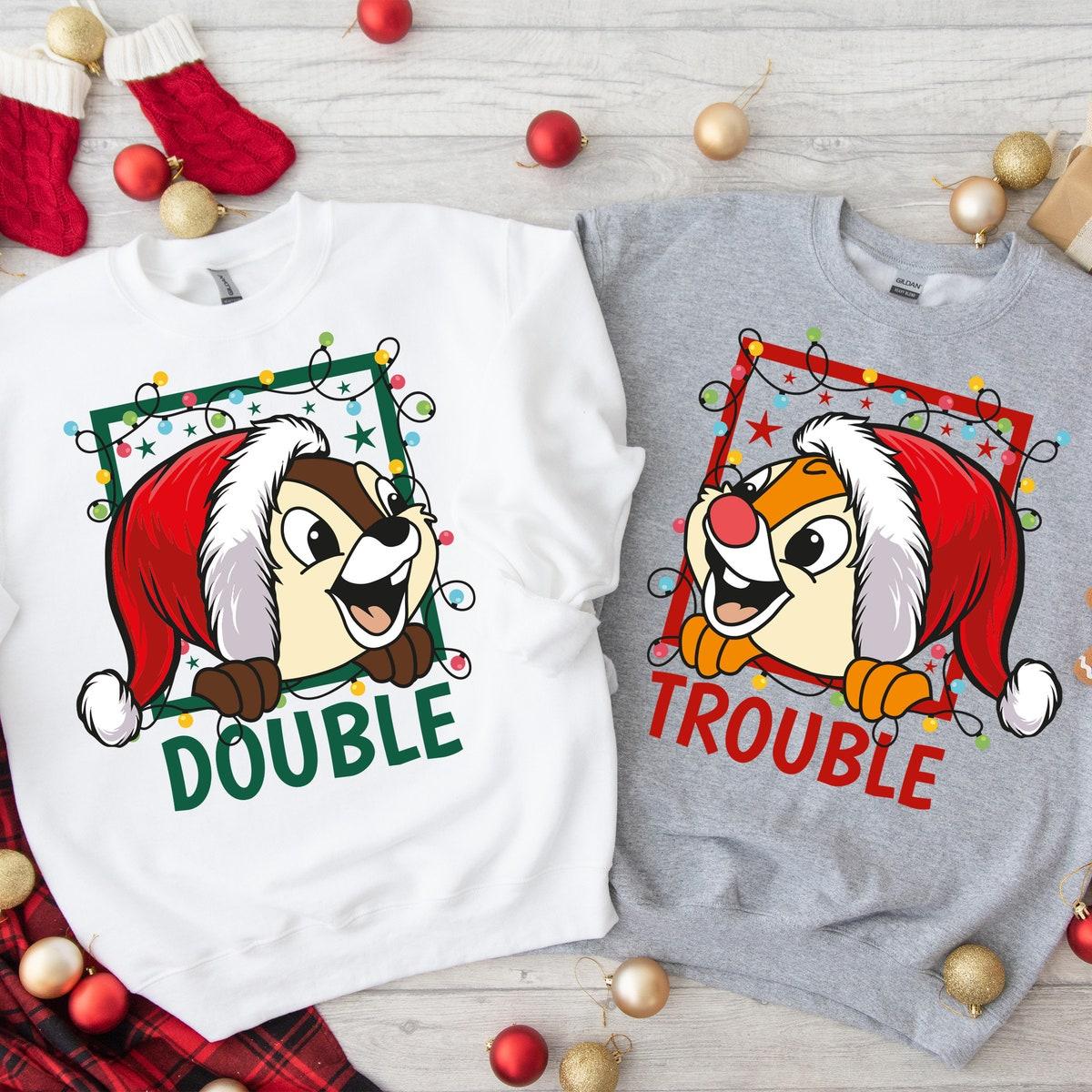 Double Trouble Chip N Dale Christmas Couples Matching Shirt 3