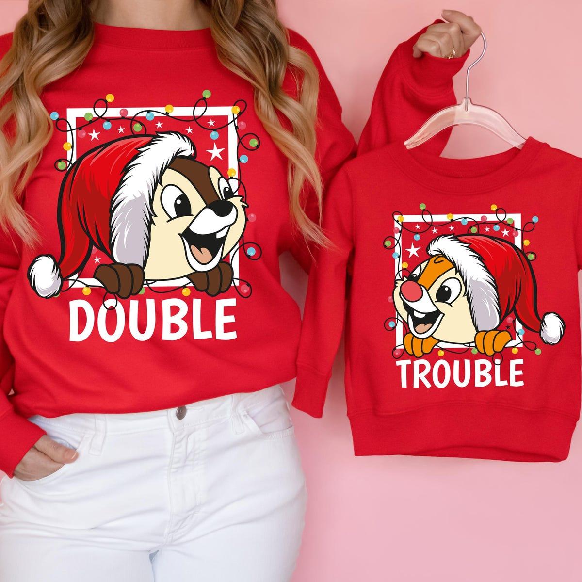 Double Trouble Chip N Dale Christmas Shirt Christmas Couples Matching Tee 1