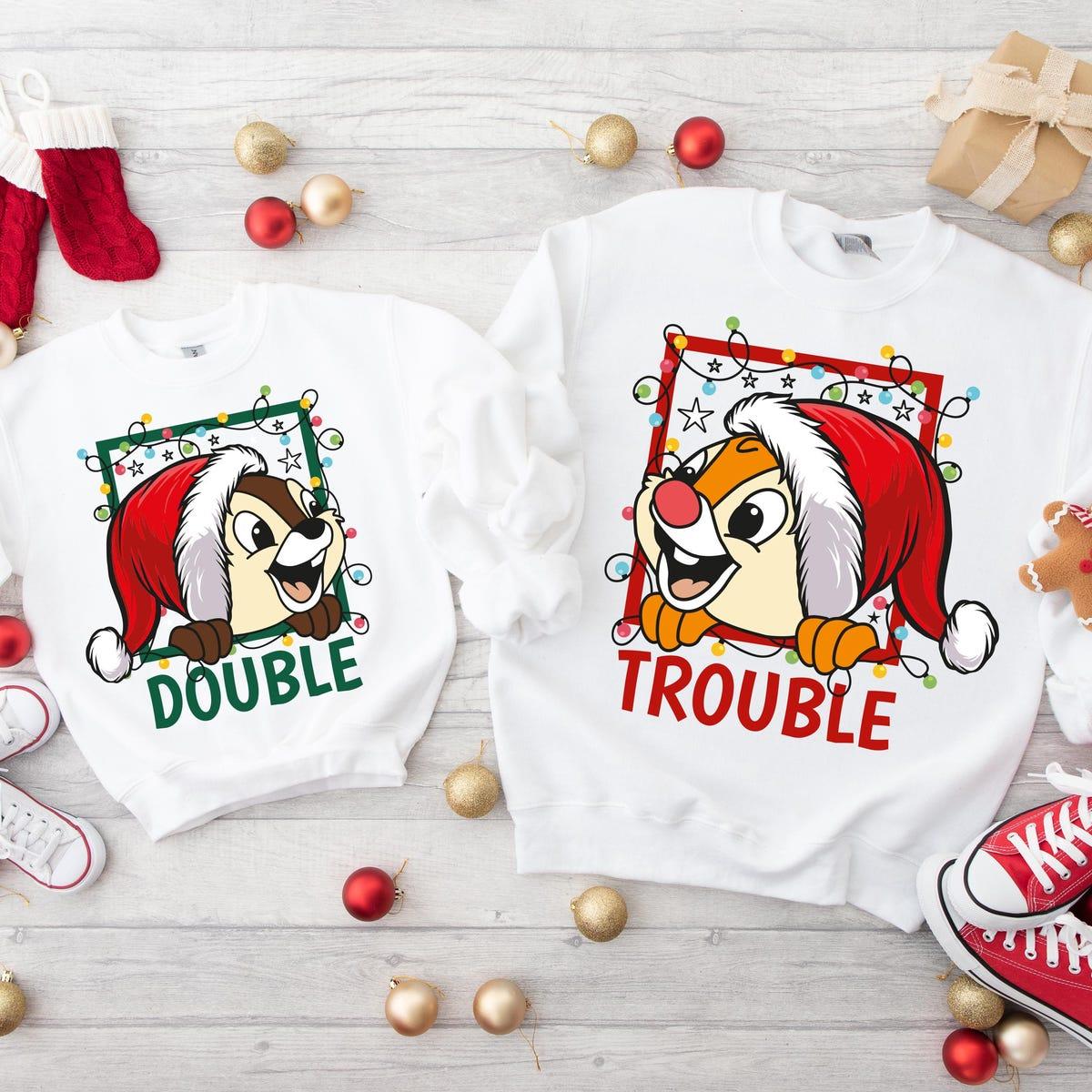 Double Trouble Chip N Dale Christmas Shirt Christmas Couples Matching Tee 2