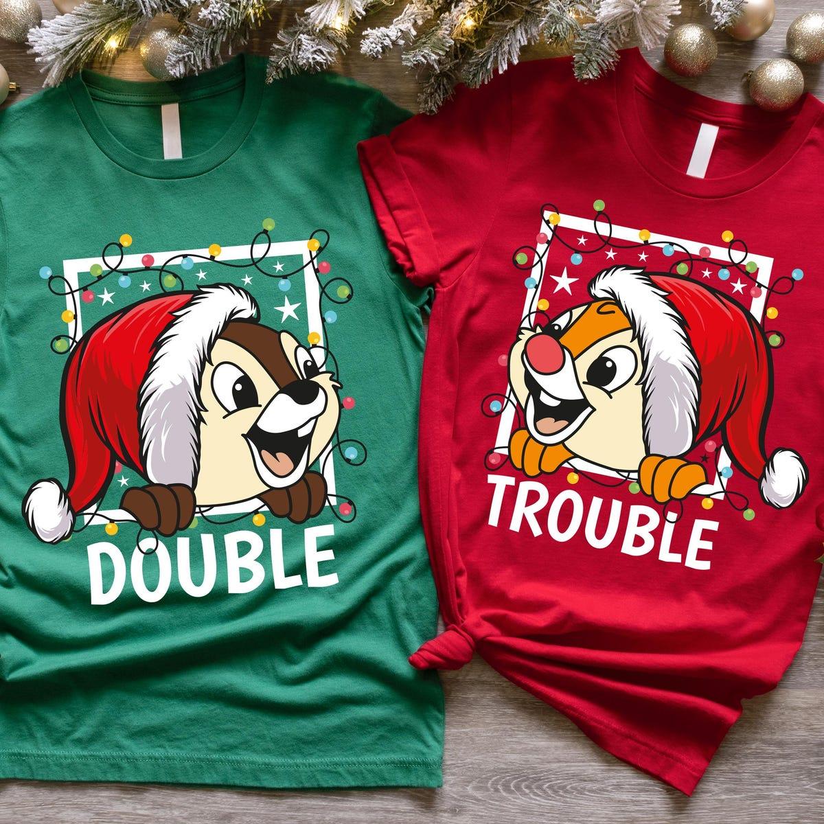 Double Trouble Chip N Dale Christmas Shirt Christmas Couples Matching Tee 3